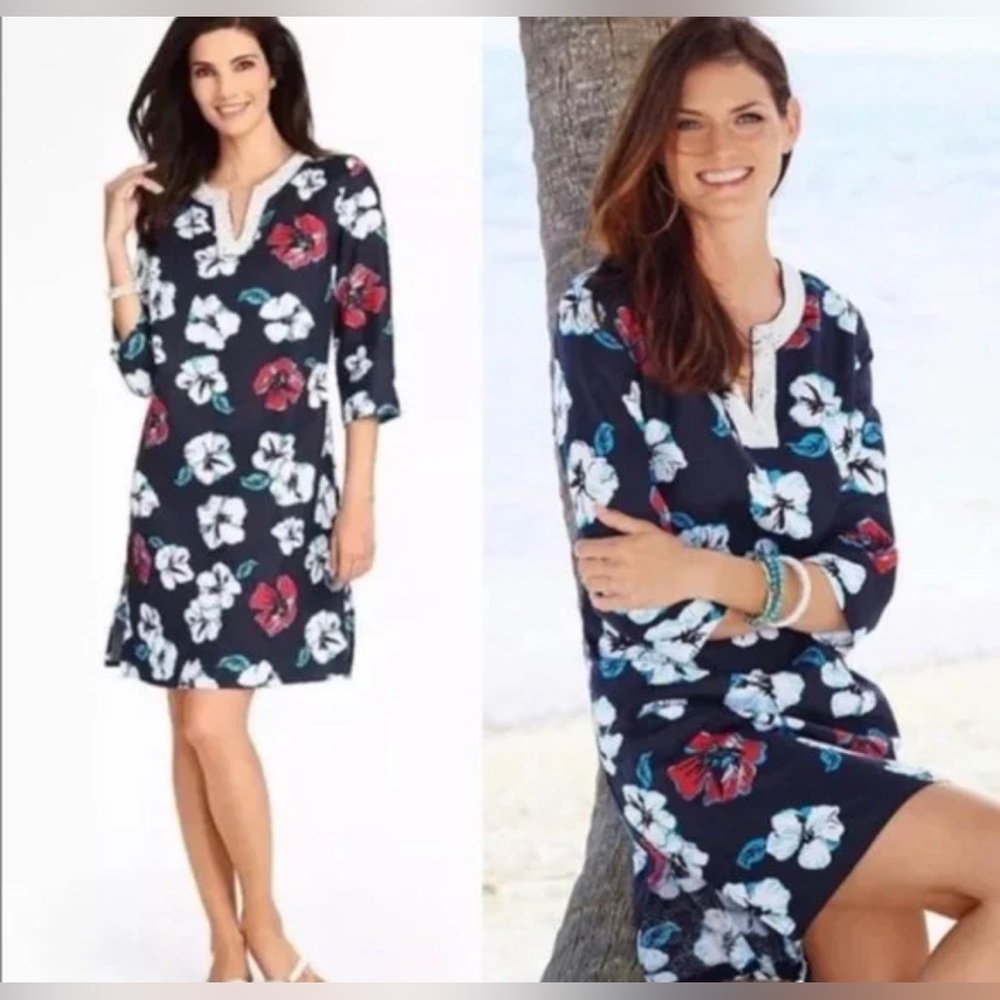 Talbots xl floral linen dress